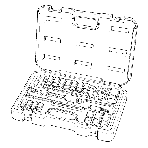 Ratchet and Socket Set outline drawing